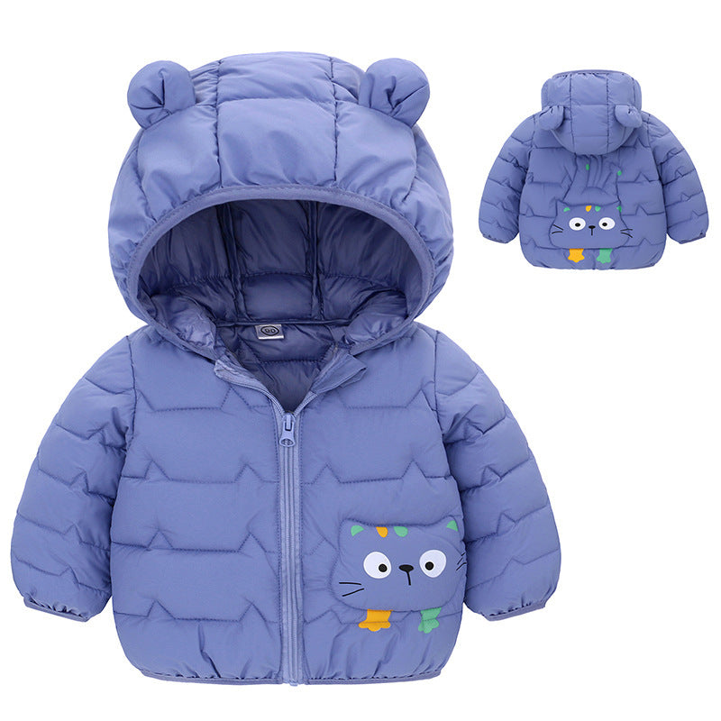 Girls' Down Padded Jacket, Cotton Padded Thin Hood Coat