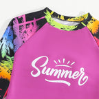 Printed Long-sleeved Big Girl Swimsuit