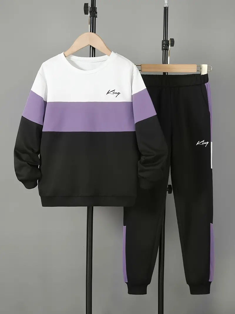 Design Multicolor Hoodie Pants Two-piece Set