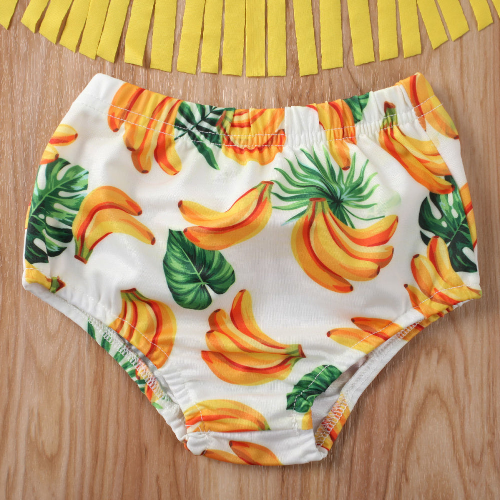 Girl Toddler Banana Print Tassel 2pc Swimsuit