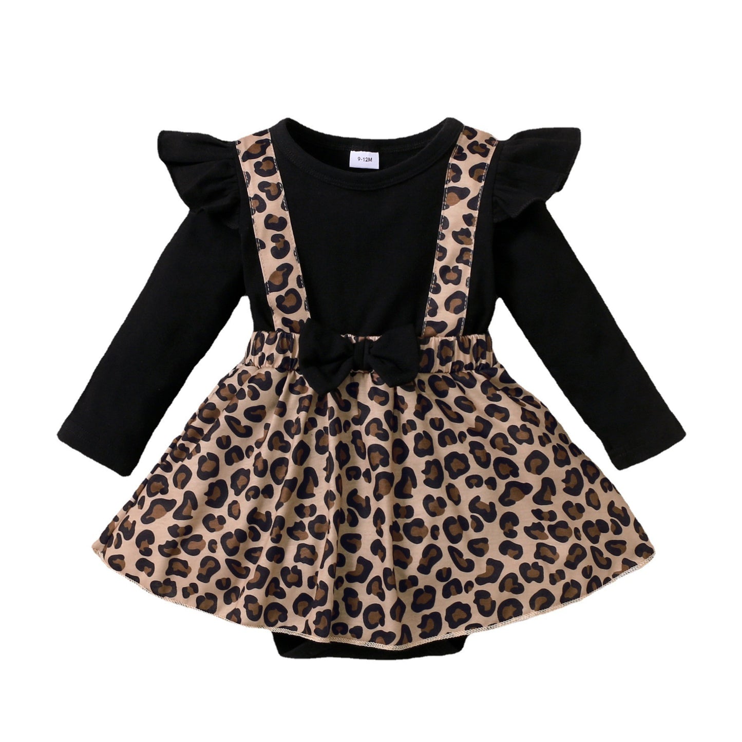 Long Sleeve Baby Girl Leopard Print One-piece Romper Dress