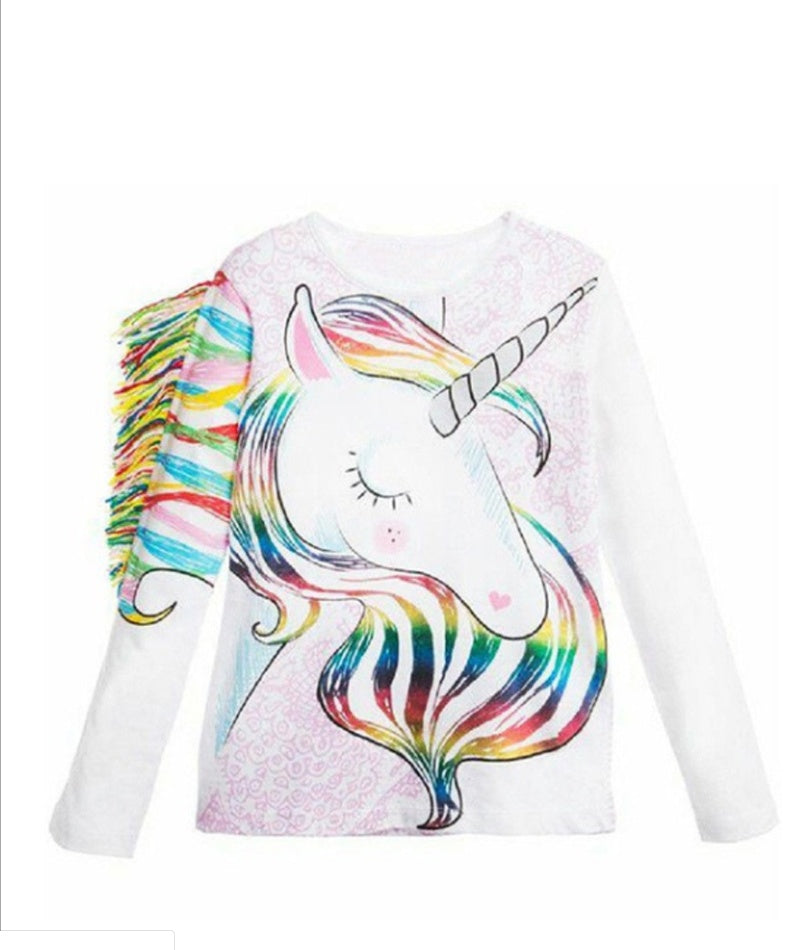 Girls' Unicorn Printed Long Sleeve T-shirt