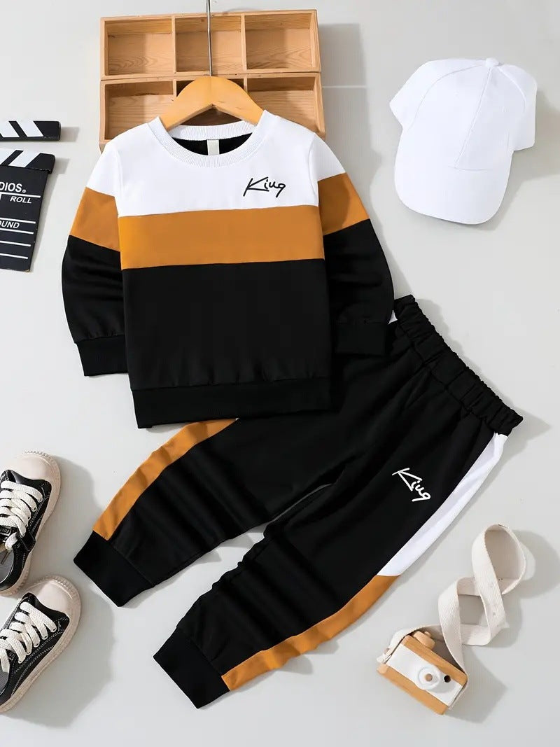 Design Multicolor Hoodie Pants Two-piece Set