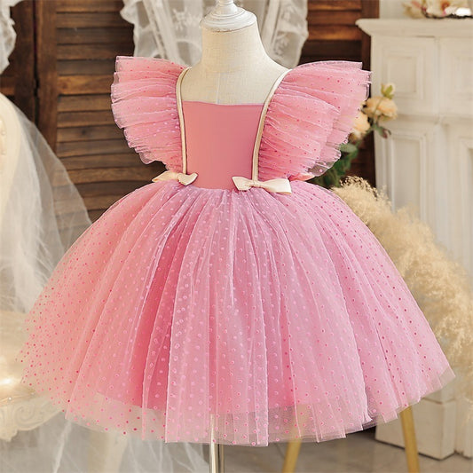 Flying Sleeves Dot Mesh Princess Dress