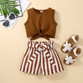 Girls' Summer New Striped Sleeveless Suit