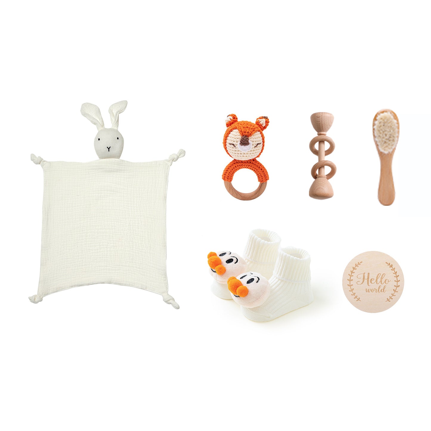 Infant Comfort Rattle Rabbit Bath Towel Gift Set