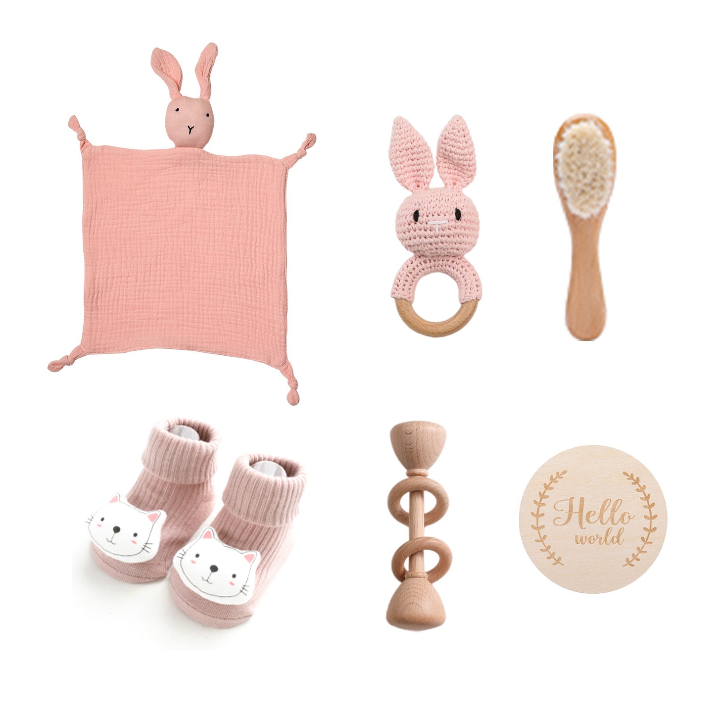 Infant Comfort Rattle Rabbit Bath Towel Gift Set