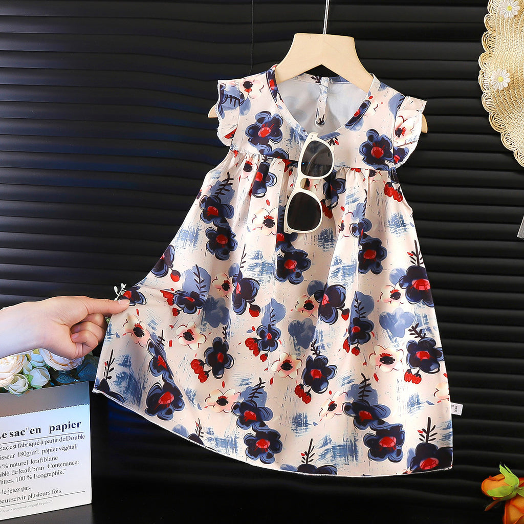 Girls' Chiffon Summer Floral Dress For Kids