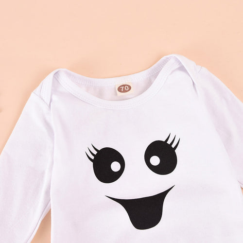 Baby Girls' Halloween Ghost Black & White Mesh Skirt 3pc Set