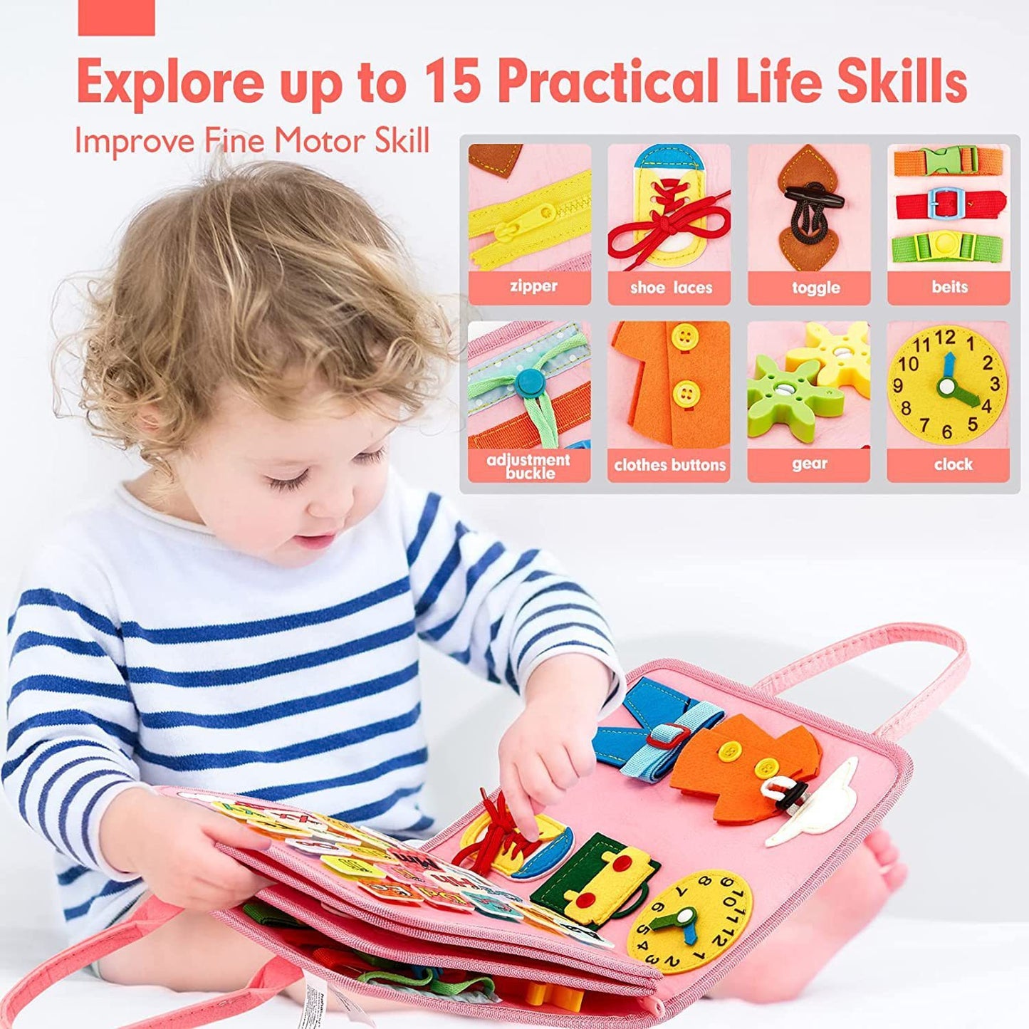 Life's Common Sense Dressing Lace-up Felt Bag, Toddler Felt Busy Board