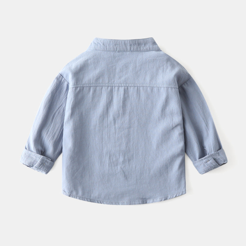 Boys' Stand Collar Solid Color Shirt