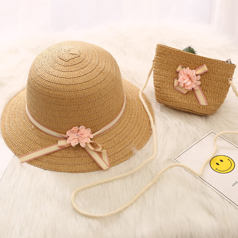 Summer Sun Protection Cute Girls' Princess Sun Hat With Bag