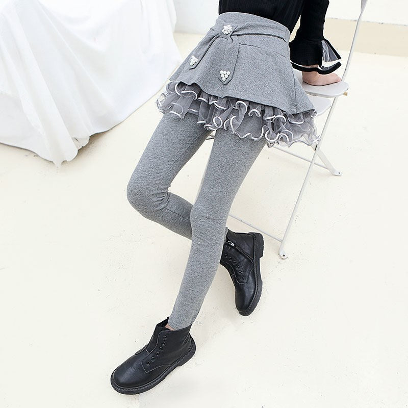 Girl's Grey Skirted Leggings 