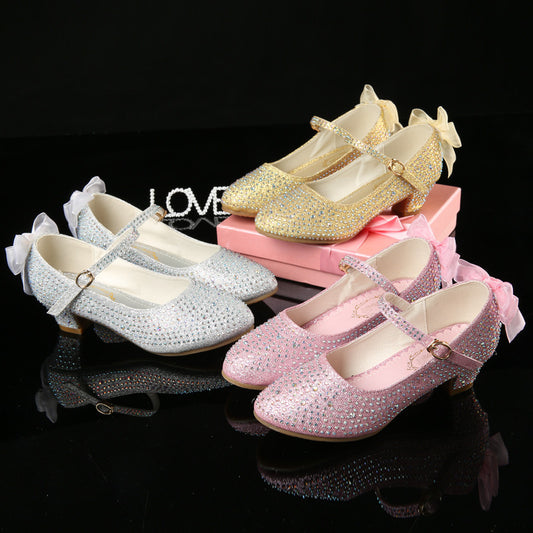 Girls' Leather Shoes High Heeled Shoes Performance Dance Shoes