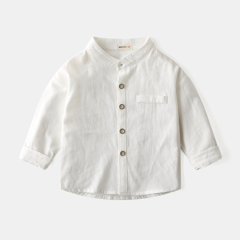 Boys' Stand Collar Solid Color Shirt