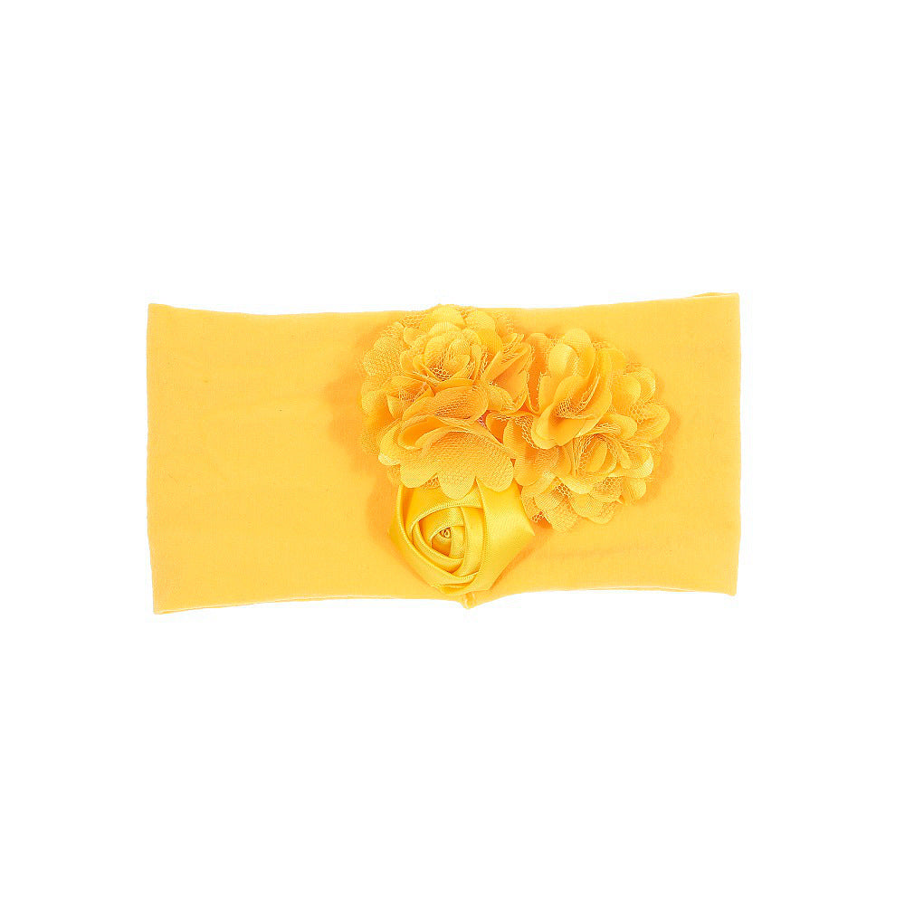 Satin Cloth Mesh Flower Rose Baby Headband