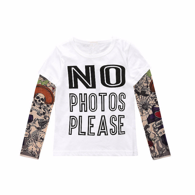 Tattoo Long Sleeve Stitching T-shirt