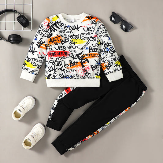 Boys' Long-sleeved Printed Sweater Suit