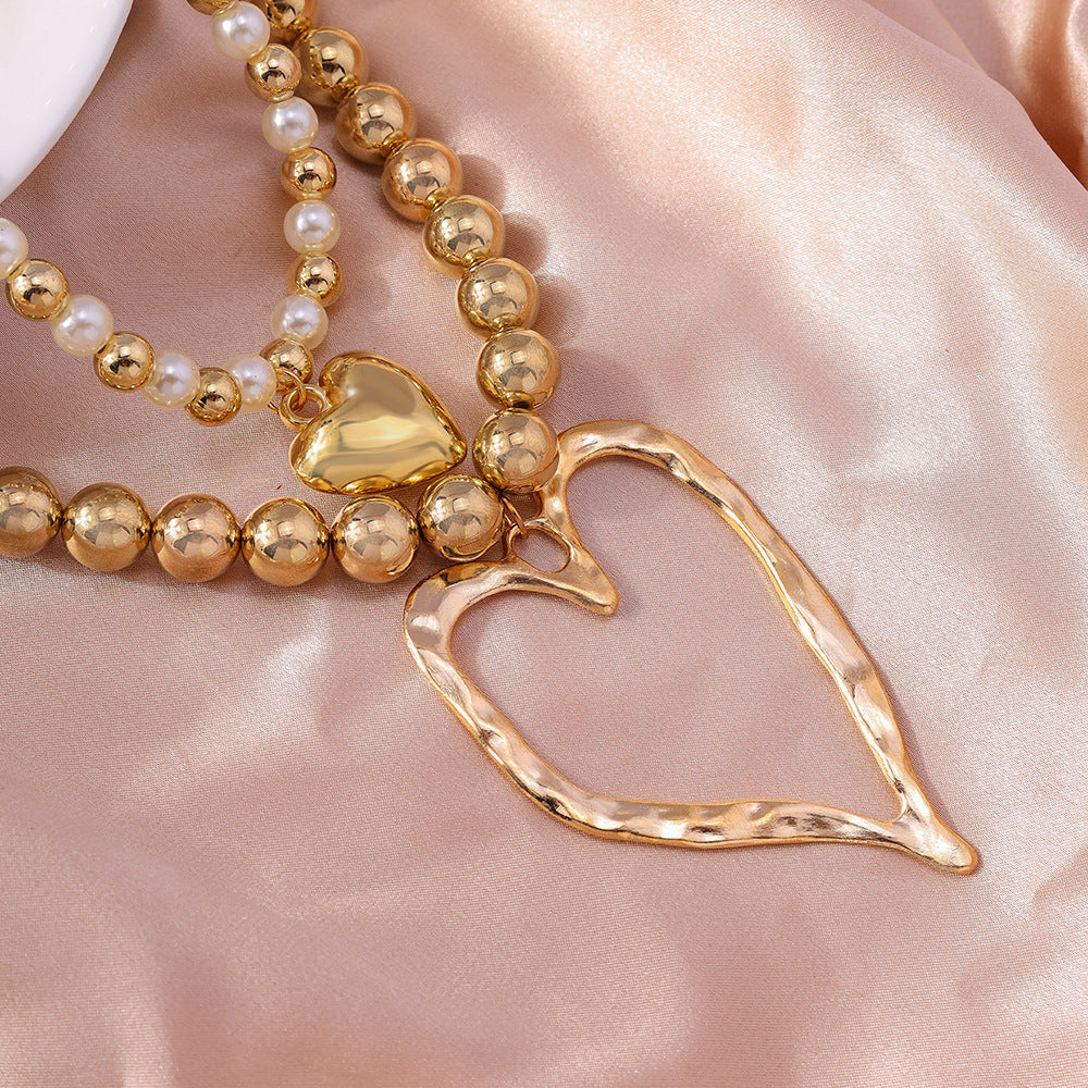 Creative Personality Heart Love Heart Beaded Necklace Suit