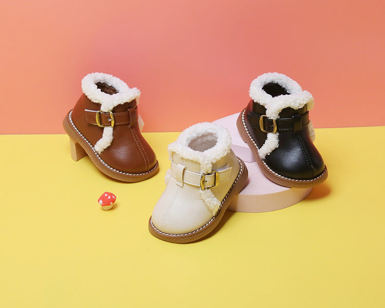 Baby Girl Autumn And Winter Plus Velvet Cotton Shoes