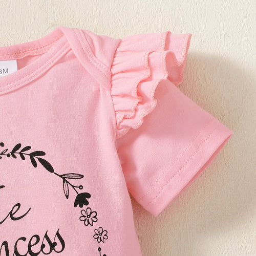 Baby Girl's Letter Short Sleeve Poke A Dot Shorts 2pc Set