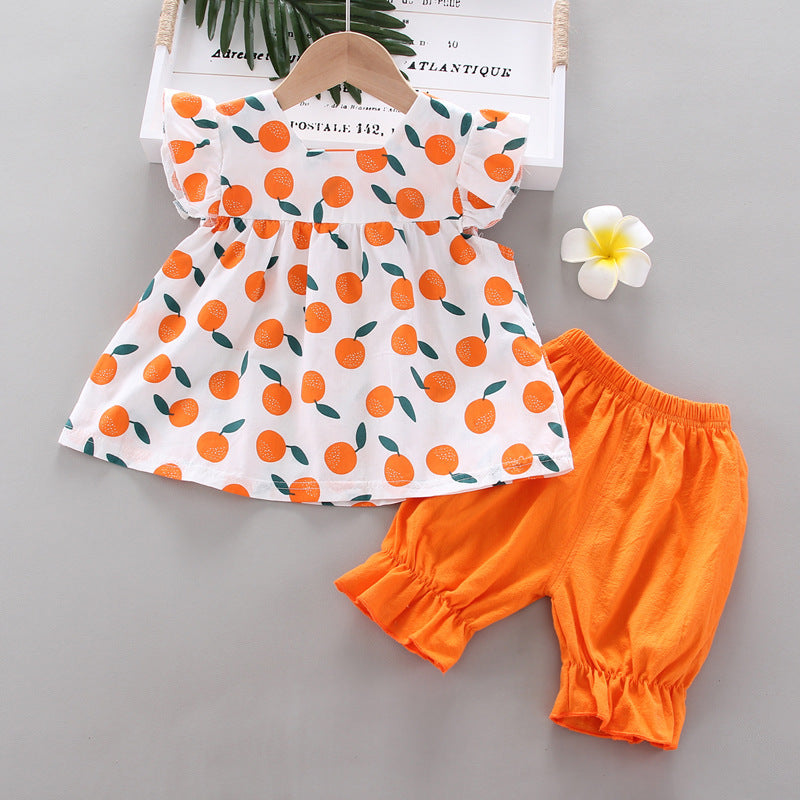 Girls' Sleeveless Top with Solid Color Shorts 2pc Set