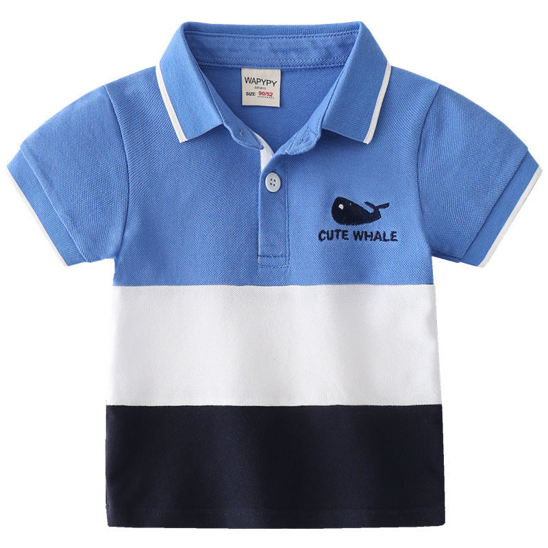 Boys' Color Block Lapel Tops