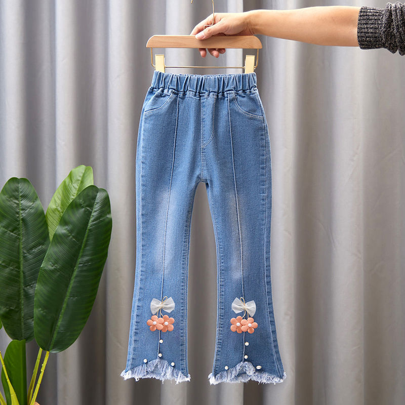 Girls' Casual Denim Wide Leg Pants