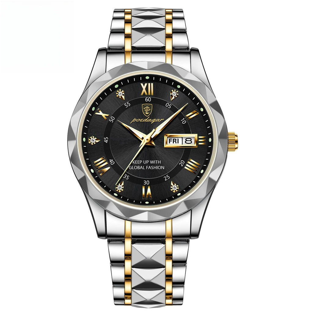 Men's Waterproof Double Calendar Luminous Quartz Watch, Gift For Dad