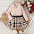 Autumn And Winter Girls Suit Medium And Small Long Sleeve Pleated Skirt