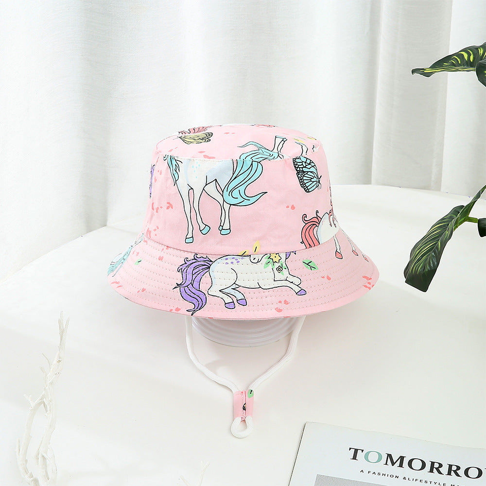 Children's Printed Dinosaur Bucket Sun Hat Big Brim Boy Girl Hat