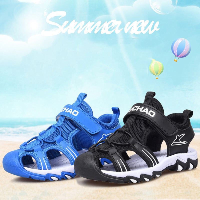 Boys Sandals Soft Sole Black Children's Beach Shoes Non-slip