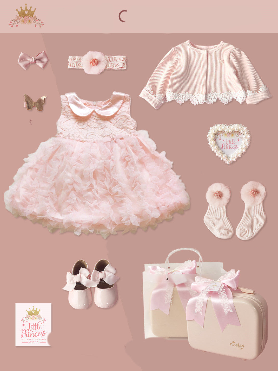 Baby Gift Box, Little Princess Dress, Lace Dress Suit