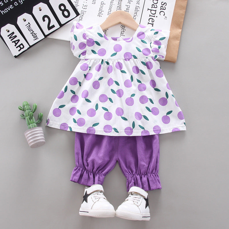 Girls' Sleeveless Top with Solid Color Shorts 2pc Set