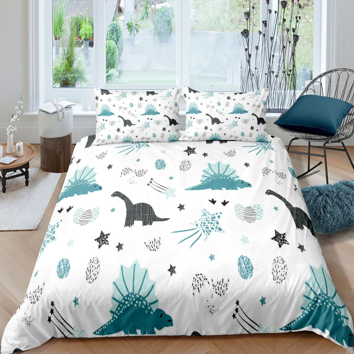 Boys' Cartoon Dinosaur Bedding Queen 3pc Set