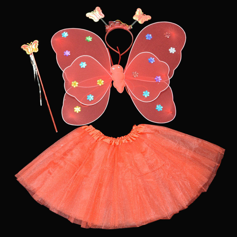 Children's Double-layer Sequined Wings 4-Piece Set