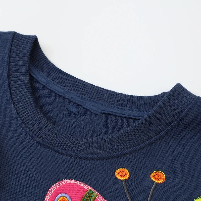 Girls' Cartoon Sweater, Casual Long-sleeved Butterfly Top