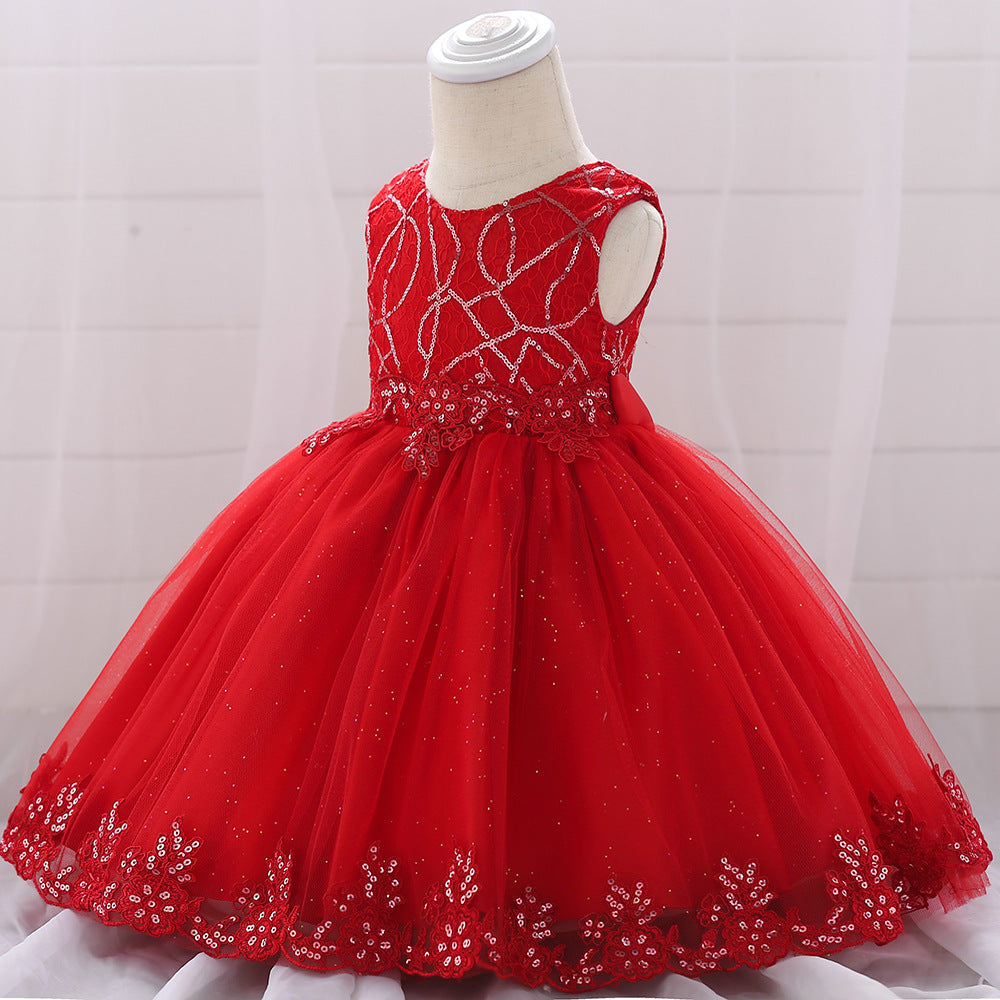 Baby Girls' Princess Dress Birthday Party Dress, Red