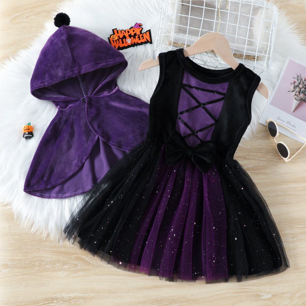 Girls' Halloween Purple Dress 2pc Set