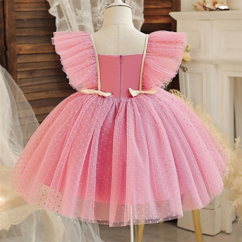 Flying Sleeves Dot Mesh Princess Dress