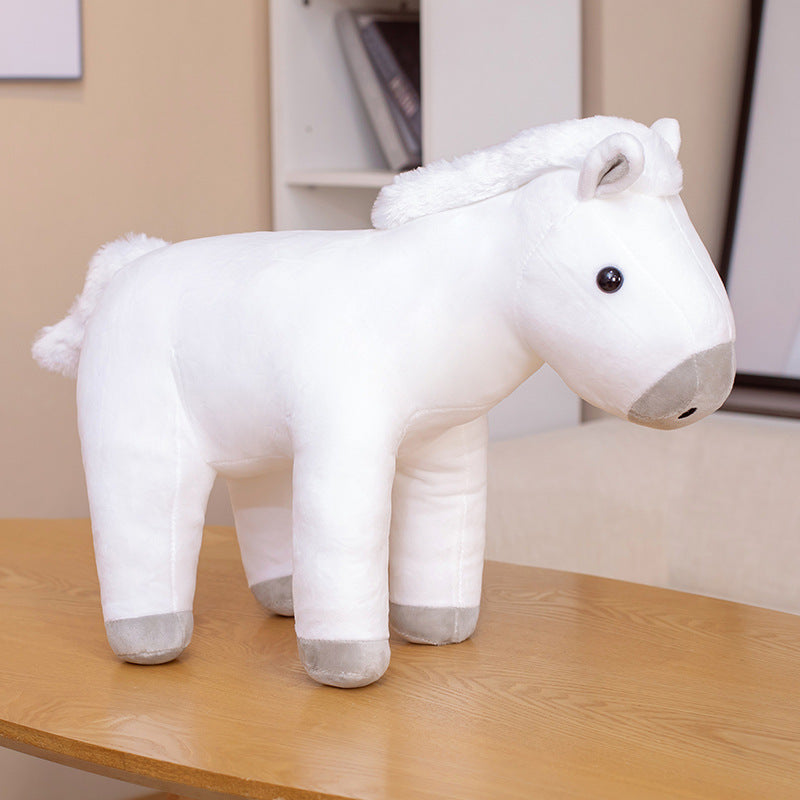 Sitting Horse Hair Plush Toy, Comes in Chocolate or White