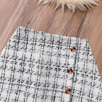Girls' Long-sleeve Knitted Asymmetrical Skirt Set