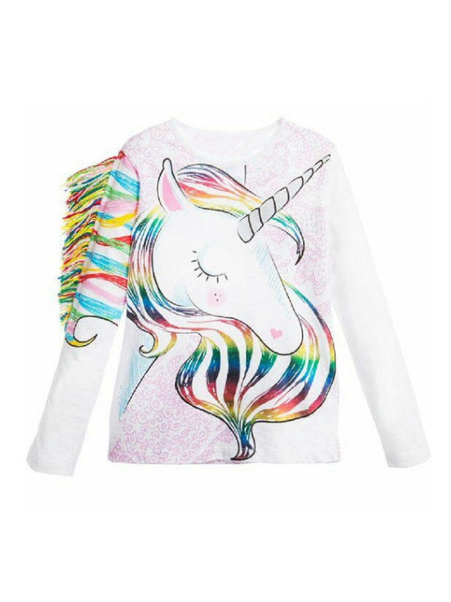 Girls' Unicorn Printed Long Sleeve T-shirt