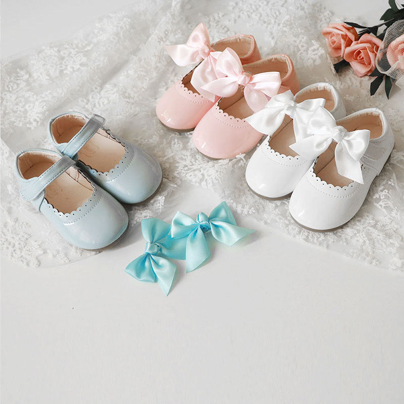 Spring And Autumn Girls Shallow Mouth Pumps Leather Shoes Temperament Girl Bow
