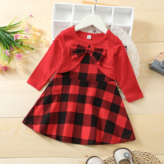 Christmas Festival Girls' Red Plaid Dress