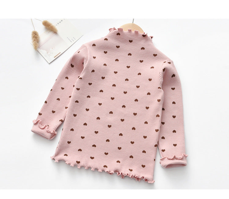 Spring & Autumn Girls' Long-sleeved Shirt, Children's Love Long-sleeved Shirt