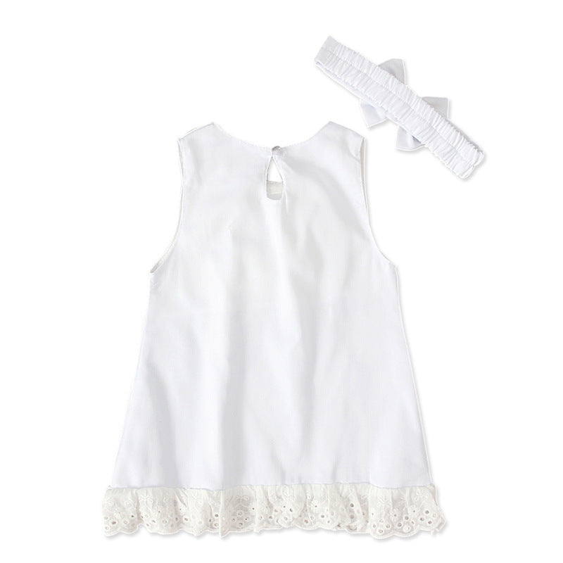 Girls Baby Sleeveless Bow Dress & Headband 2pc Set