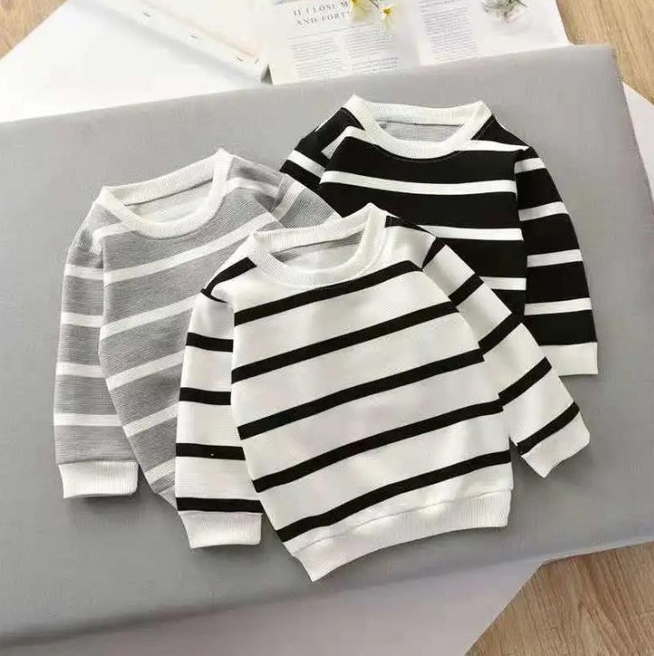 Fashion Children's Striped Pullover Long-sleeved sweatshirt