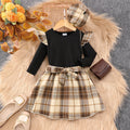 Girl's Ruffled Plaid Skirt 2pc Set
