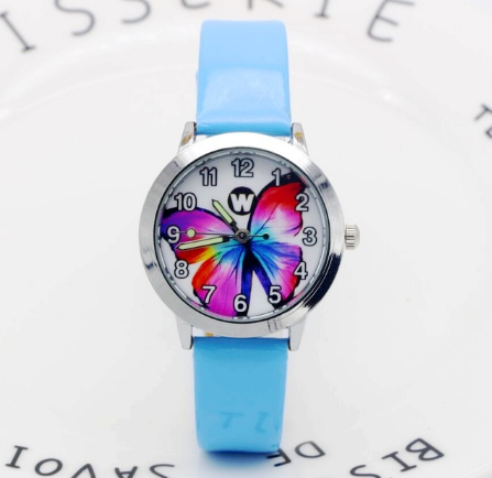 Kids Quartz Watch Student Girls Cute Colorful Butterfly Dial Waterproof Watch